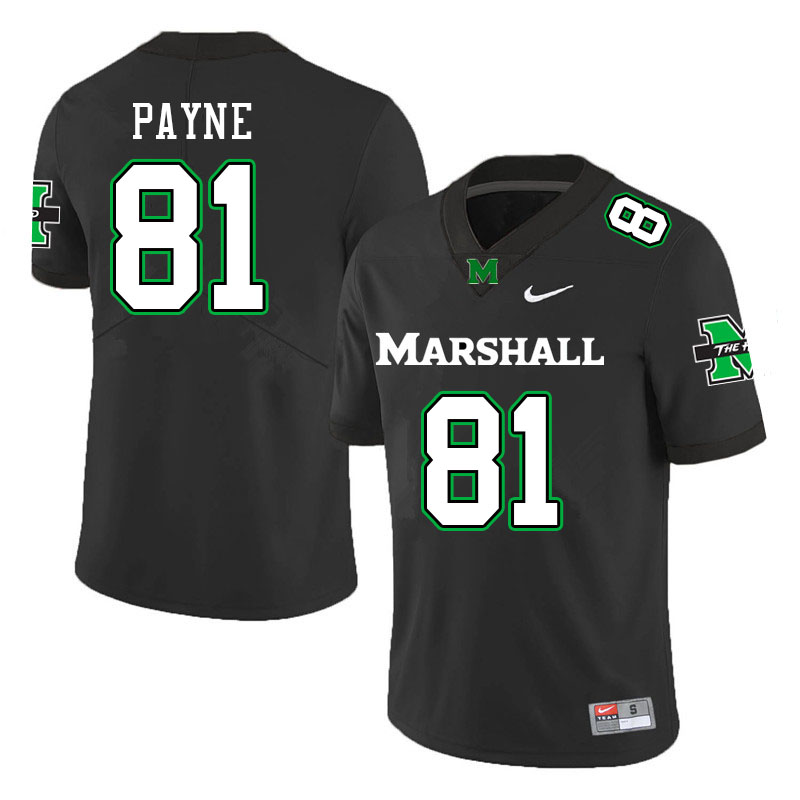 Men #81 Toby Payne Marshall Thundering Herd College Football Jerseys Stitched-Black - Click Image to Close